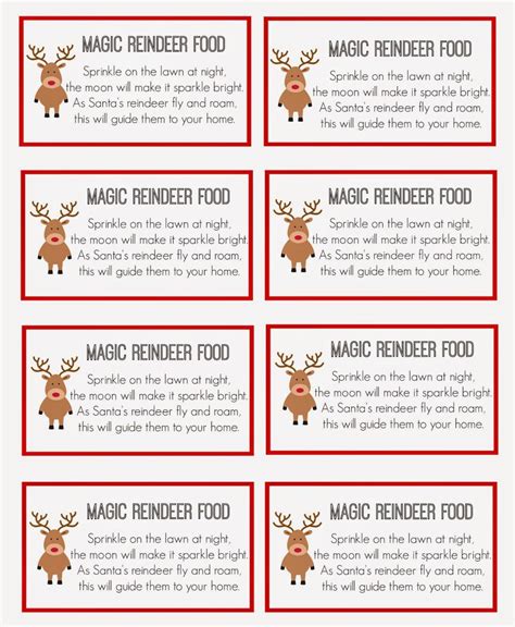 Reindeer Food Labels Printable Free