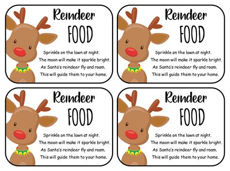 Reindeer Food Poem Free Printable Tags