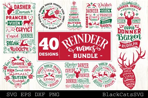 Download Reindeer Names Bundle 40 Designs SVG Commercial Use DXF Files