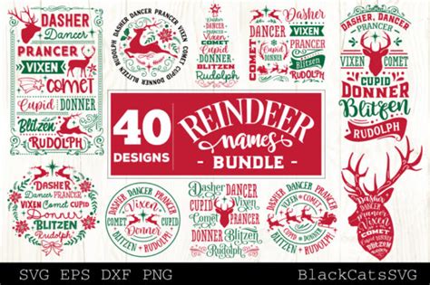 Download Reindeer Names Bundle 40 Designs SVG for Cricut Machine