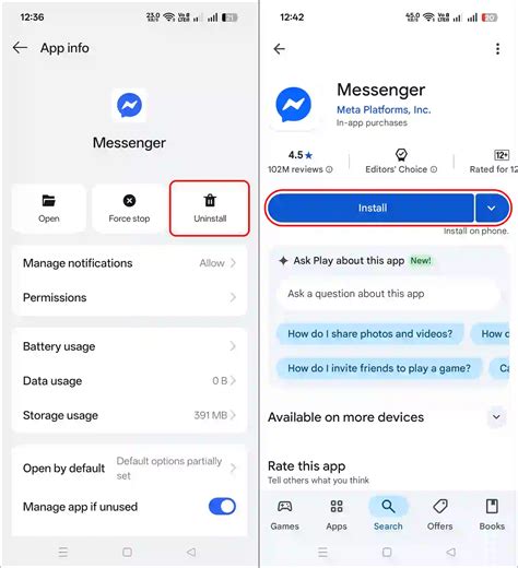 Reinstall Messenger App
