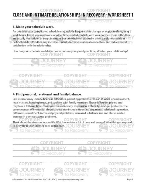 Relationships In Early Recovery Worksheet