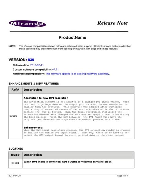 Release Notes Template - 3 Free Templates In Pdf, Word Within Software