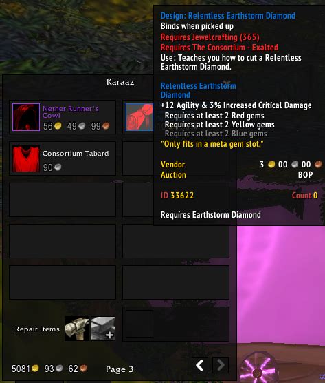 Relentless Earthstorm Diamond Recipe