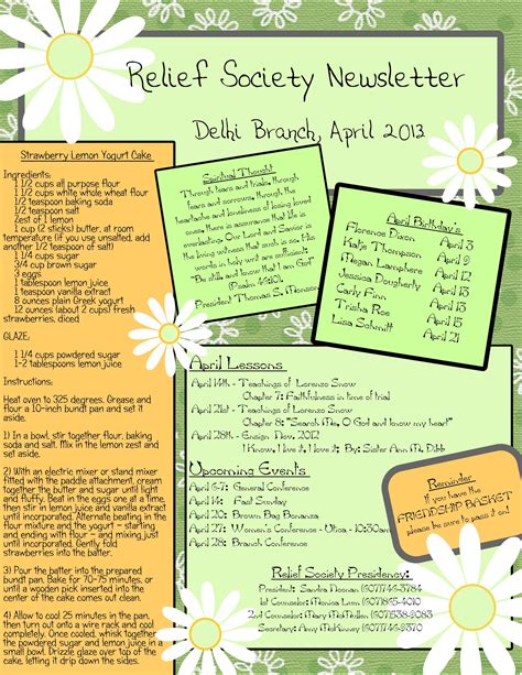 Relief Society Newsletter Template