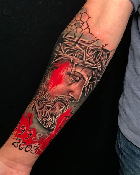 Breathtaking very detailed religious style tattoo on