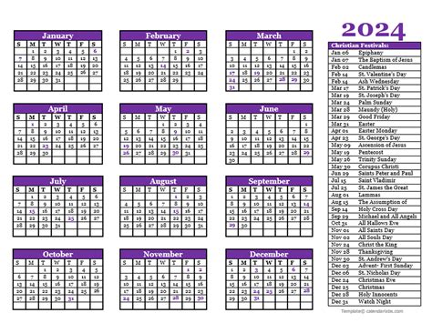 Religious Holiday Calendar 2024