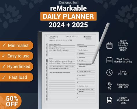 Remarkable 2 Daily Planner Template