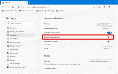 Remove Feedback from Microsoft Edge Dev and Canary Channels