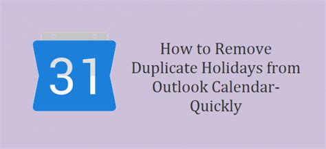 Remove Holidays Outlook Calendar