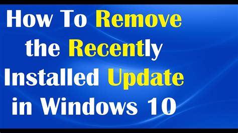 Remove Recently Installed Update Packages
