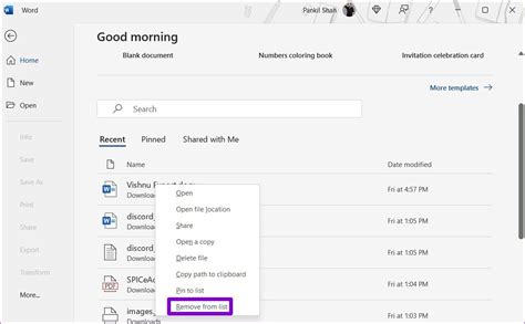Remove The Recently Used Documents In Word 2016