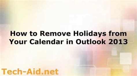 Remove United States Holidays From Outlook Calendar