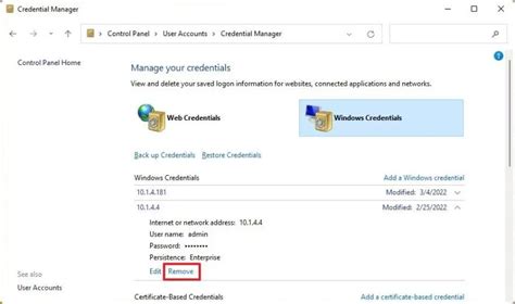Remove Your Credentials From The Credentials Manager