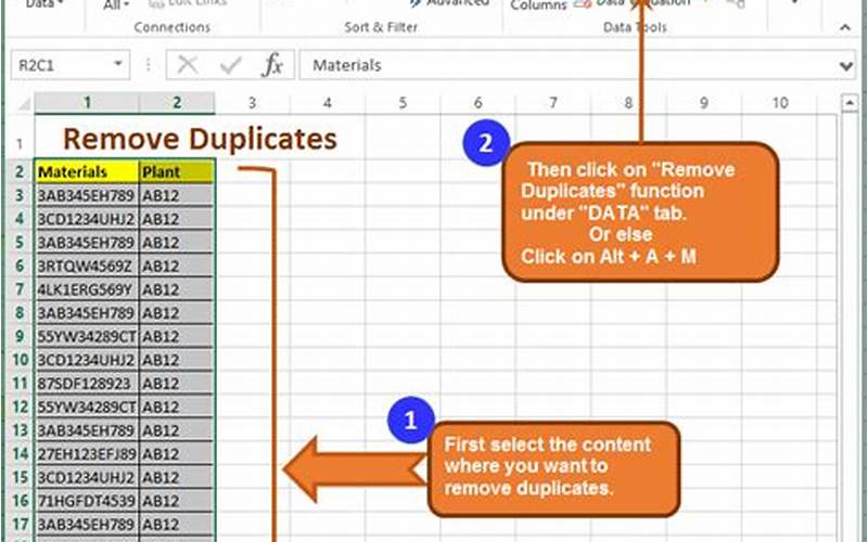 Removing Duplicates Using Excel Formulas