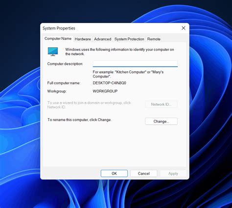 Renaming PC Using System Properties