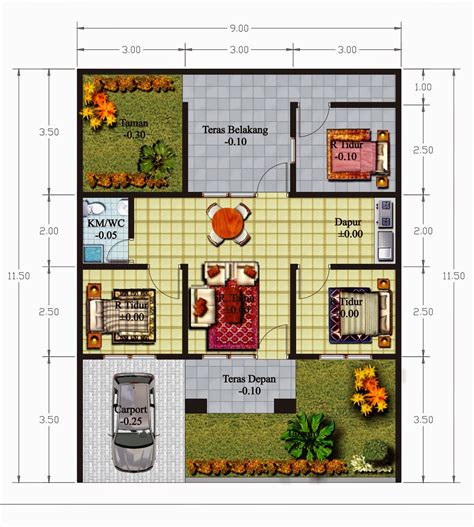 Rencana Desain Rumah ukuran 10x15