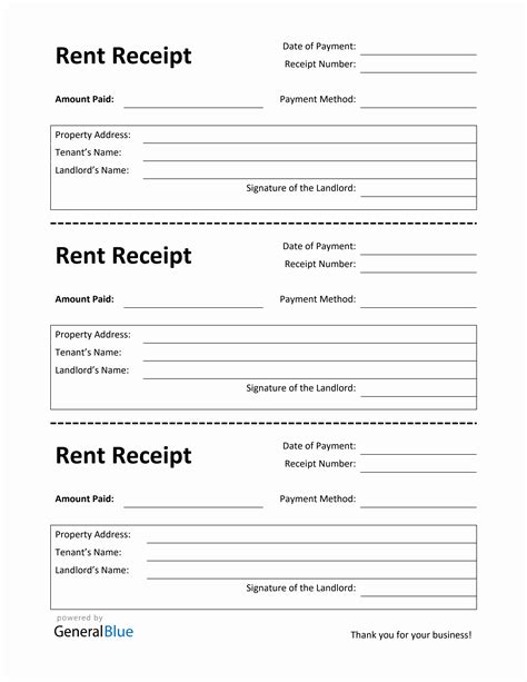 Rent Receipt Free Printable