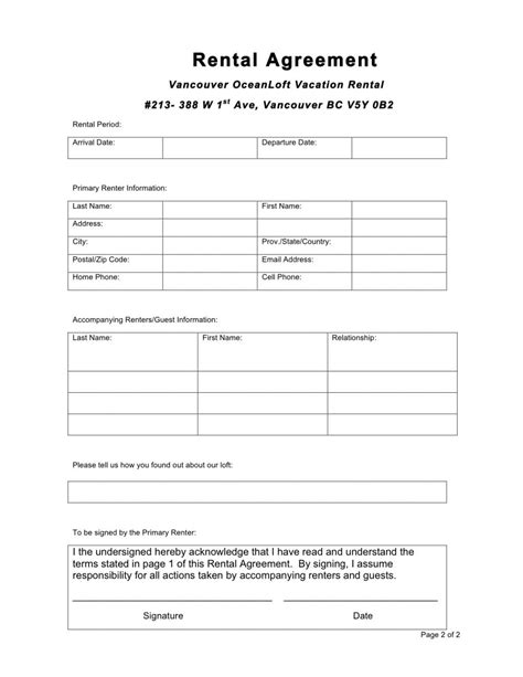 Rental Agreement Template | Free Word Templates