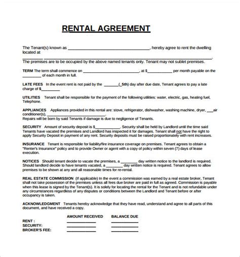 Rental Agreement Template Google Docs