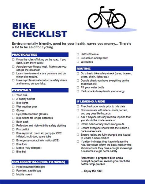 Renting a Bike Checklist