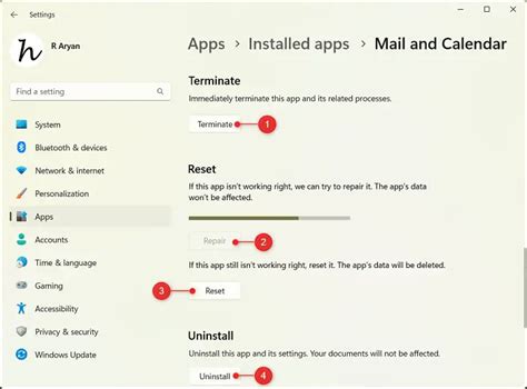 Repair Mail and Calendar