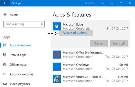 Repair Microsoft Edge in App Settings