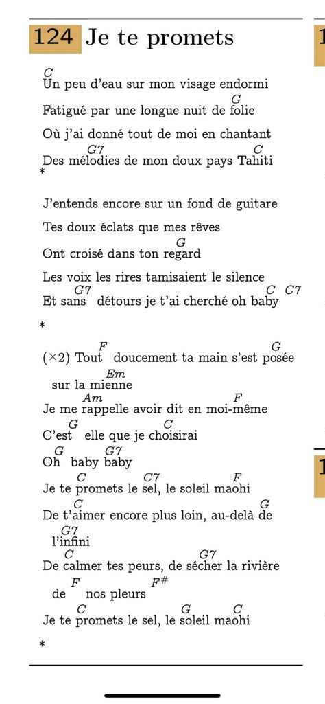 Replay De Je Te Promets Paroles