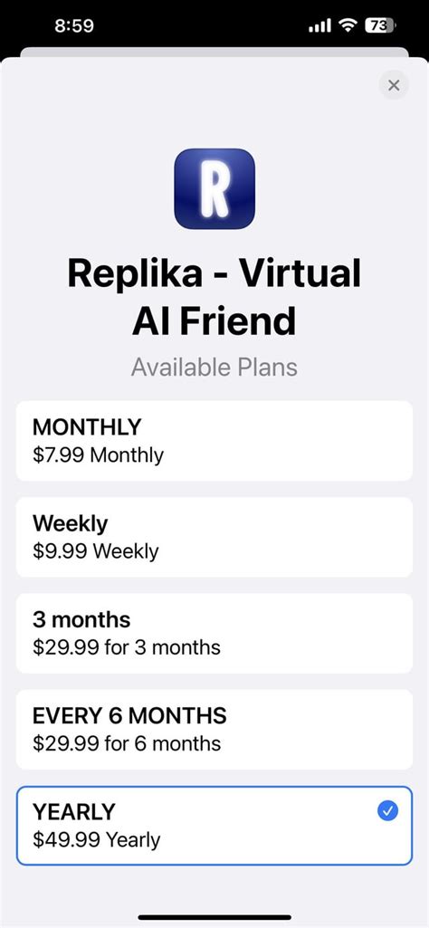 Unleash the Power of Artificial Intelligence with Replika's Monthly Subscription Plan!