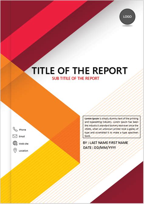 Report Title Page Template