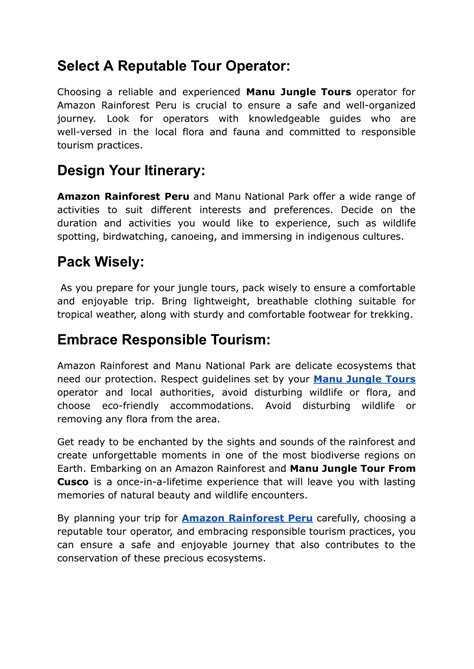 Reputable Tour Operator Amazon