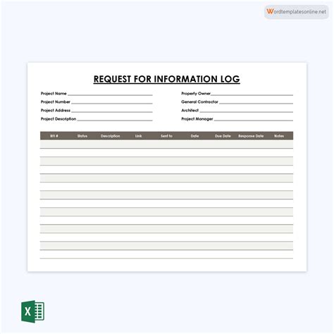 Request For Information Template Excel