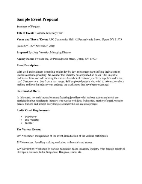 Request For Proposal Event Template