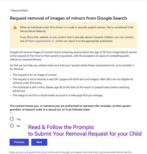 Request to Remove Images of Minors from Google Search Results