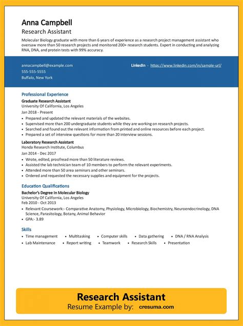 Research Assistant Resume