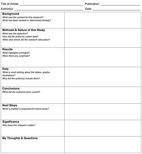 Research Note Taking Template