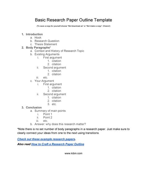 Research Paper Outline Template Mla
