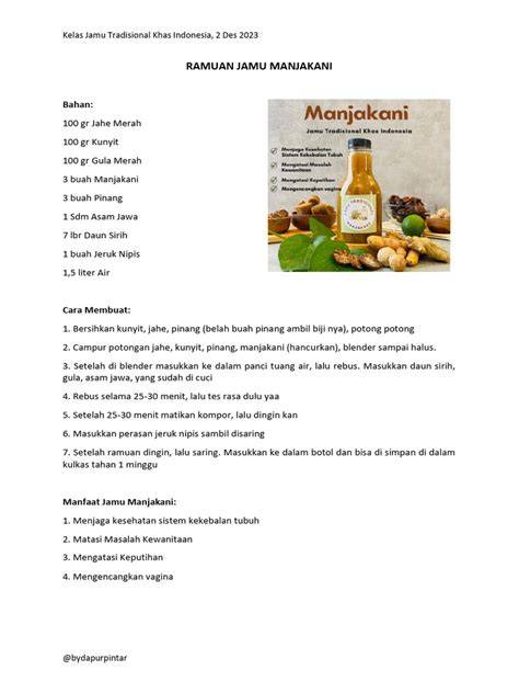 Resep Jamu Manjakani
