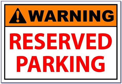 Reserved Parking Signs Printable