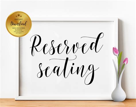 Reserved Seating Signs Template