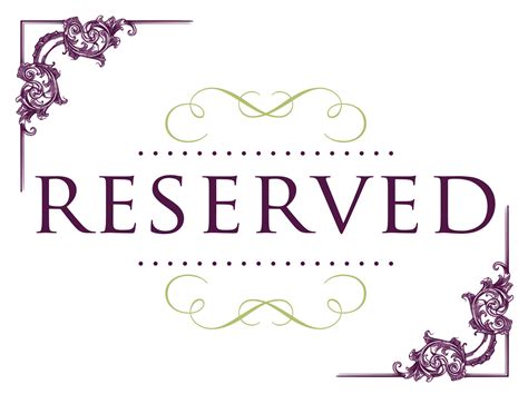 Reserved Signs For Tables Printable