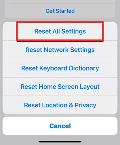 Reset All Settings (Recommended First)