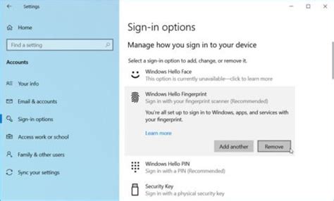 Reset Fingerprint &amp; Facial Recognition Options