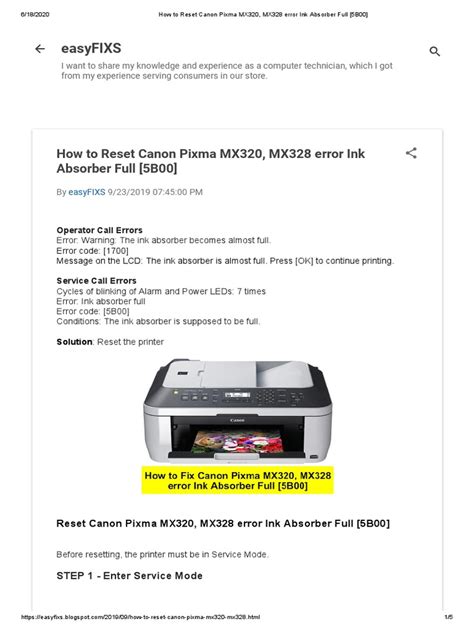 Reset Printer Canon MX328