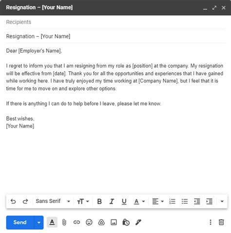 Resignation Email