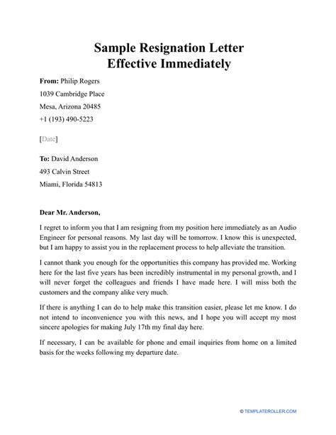 40 Resignation Letter Effective Immediately Desalas Template