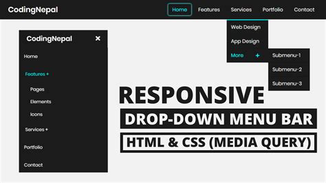 Responsive Dropdown Menu Bar using HTML & CSS