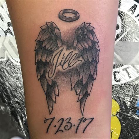 Rest In Peace Angel Wings Tattoo