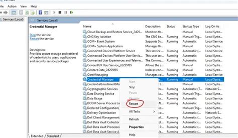 Restart Credentials Manager Service