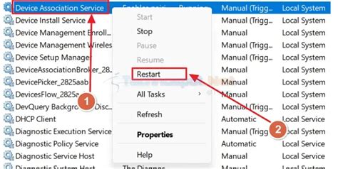 Restart Device Association Service